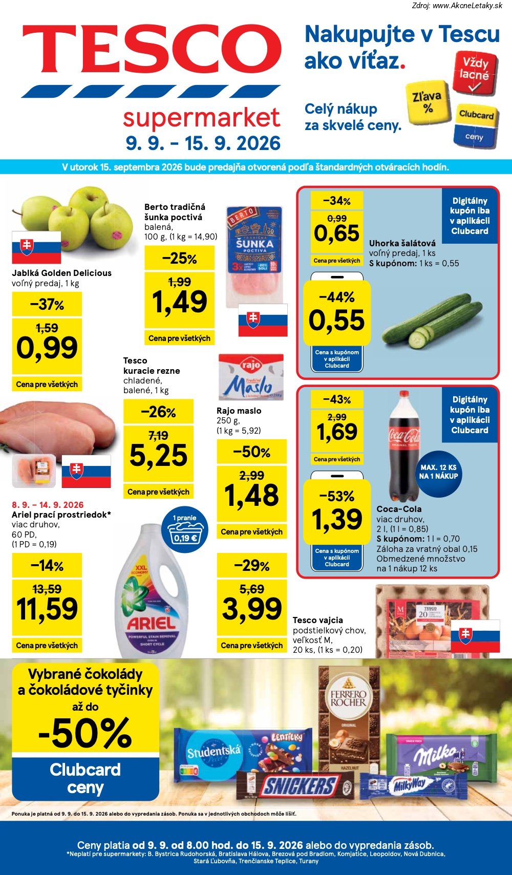 Leták Tesco (9. 9. - 15. 9. 2026) - strana 1 z 26