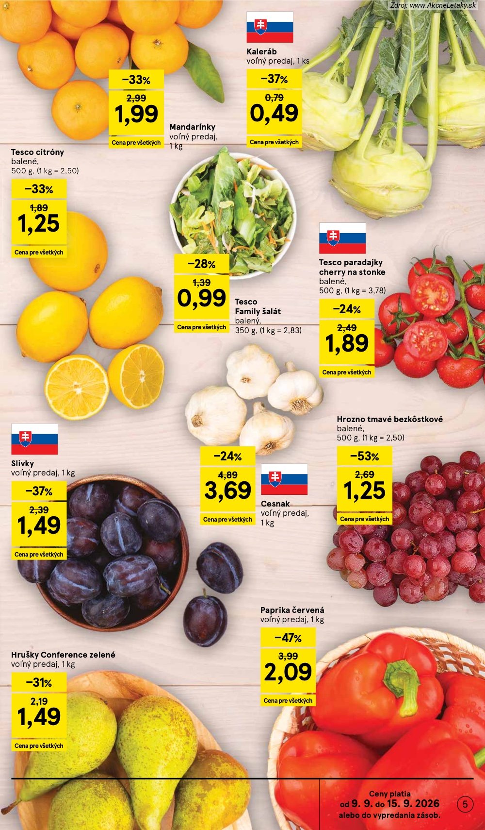 Leták Tesco (9. 9. - 15. 9. 2026) - strana 5 z 26