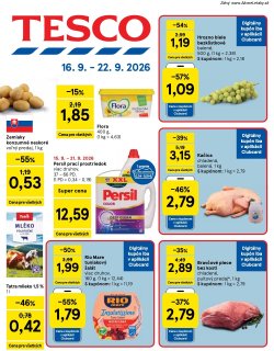 Leták Tesco 16. 9. - 22. 9. 2026 Veľké hypermarkety a obchodné domy