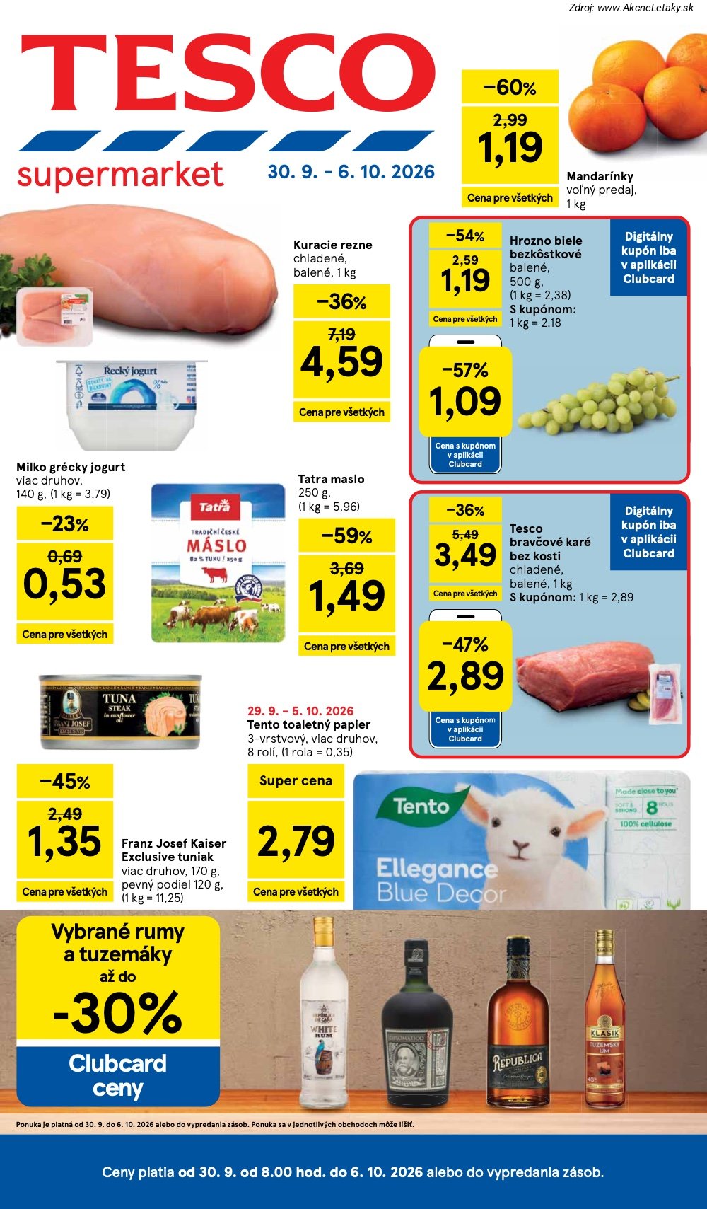 Leták Tesco (30. 9. - 6. 10. 2026) - strana 1 z 30