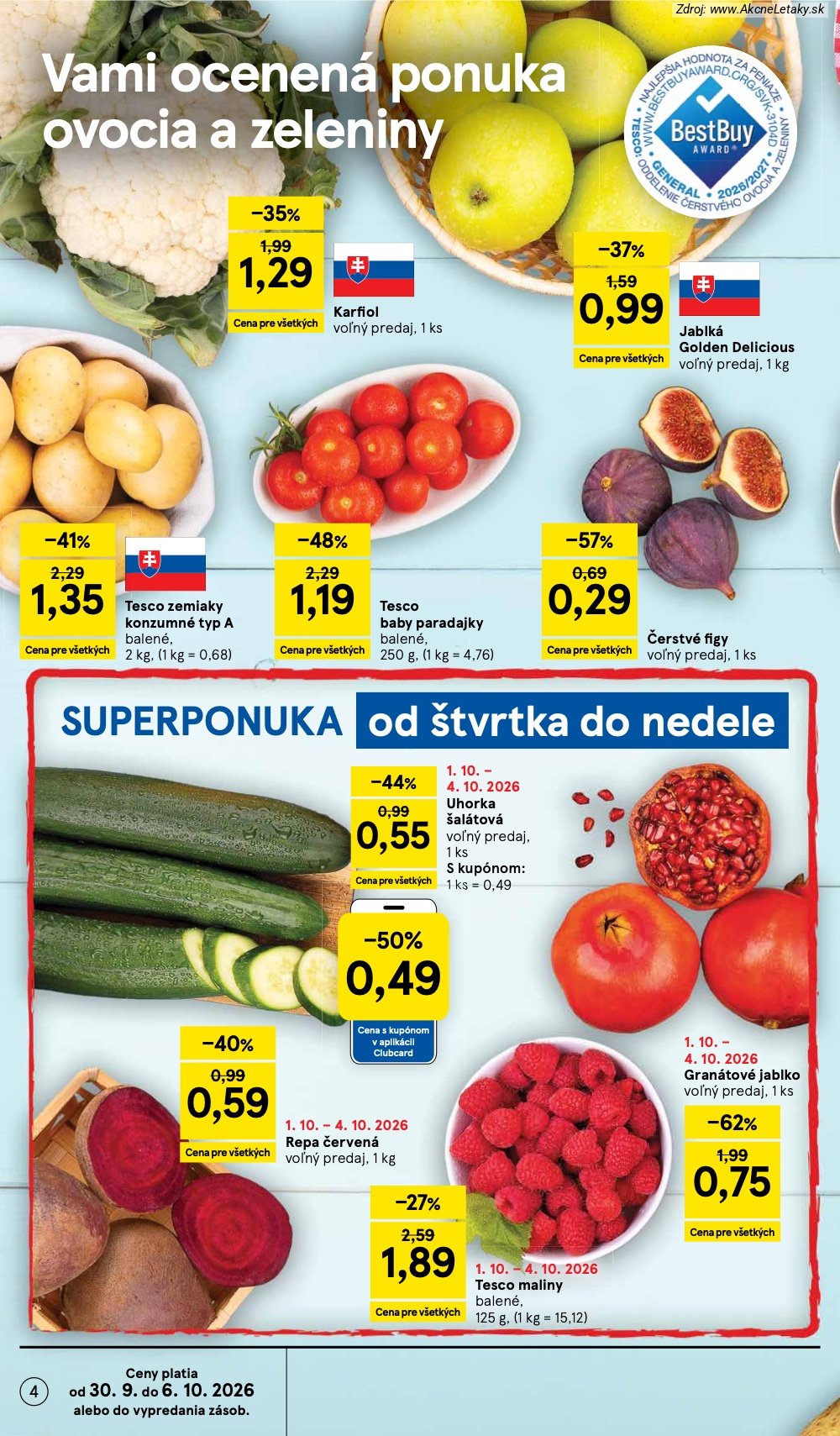 Strana 1 - leták Tesco (30. 9. - 6. 10. 2026)