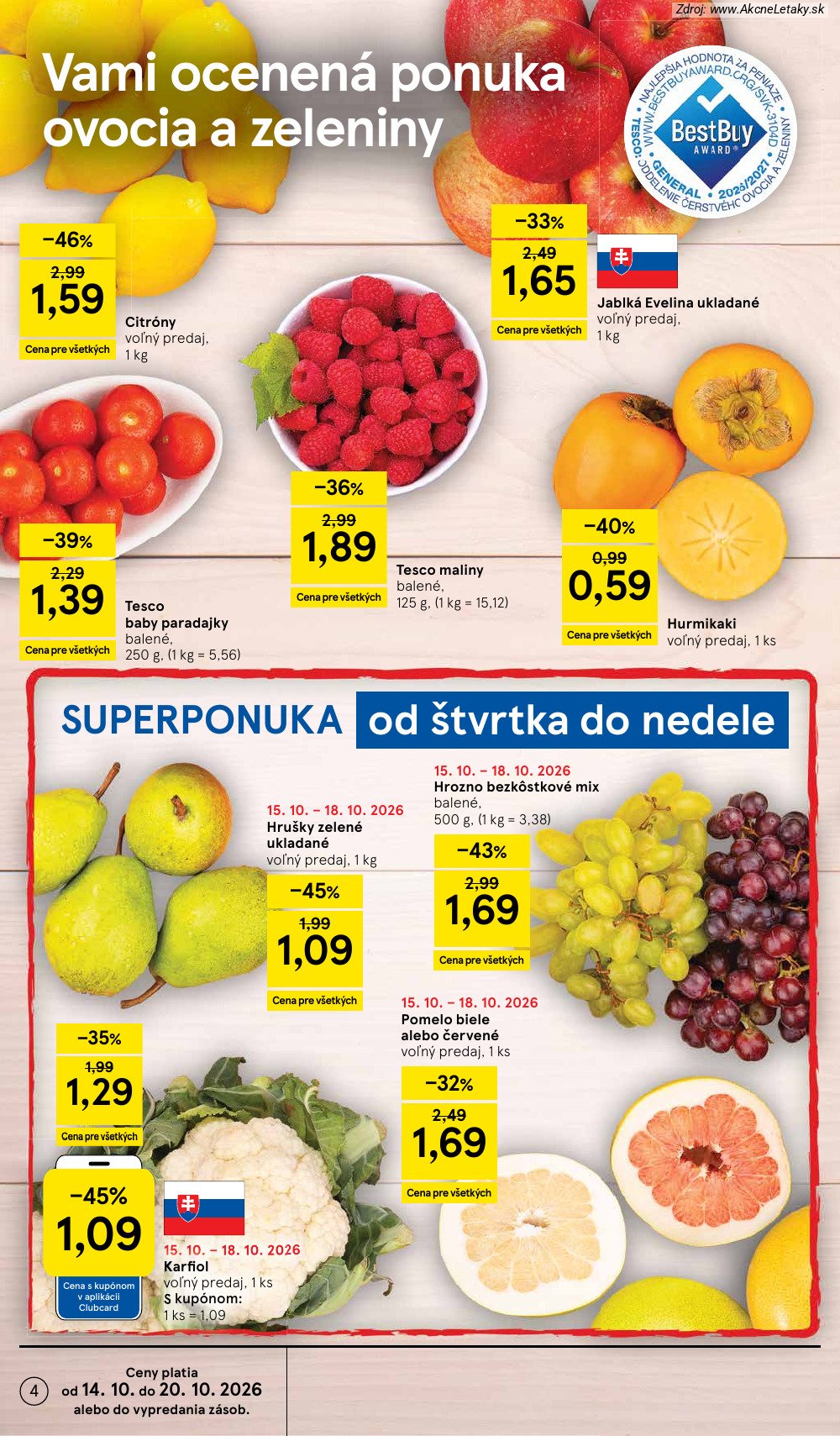 Leták Tesco (14. 10. - 20. 10. 2026) - strana 4 z 45