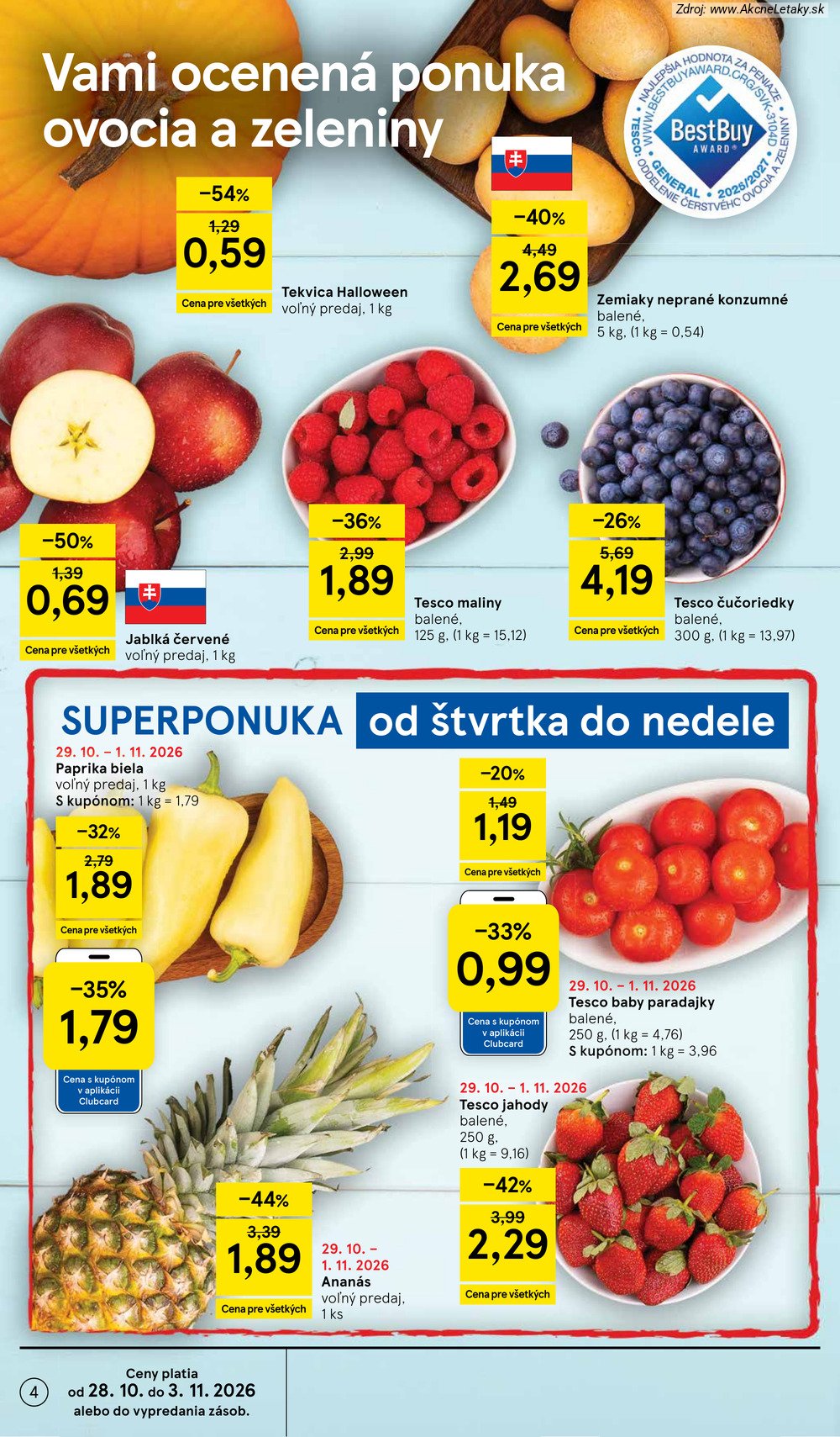 Leták Tesco (28. 10. - 3. 11. 2026) - strana 4 z 25