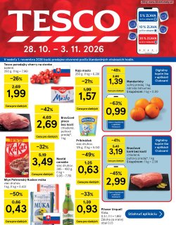 Leták Tesco 28. 10. - 3. 11. 2026 Veľké hypermarkety a obchodné domy