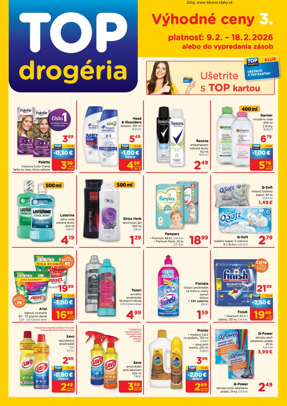 Leták TOP Drogéria (9. 2. - 18. 2. 2026) - strana 1 z 4