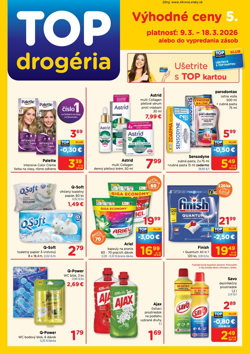 Leták TOP Drogéria (9. 3. - 18. 3. 2026) - strana 1 z 4