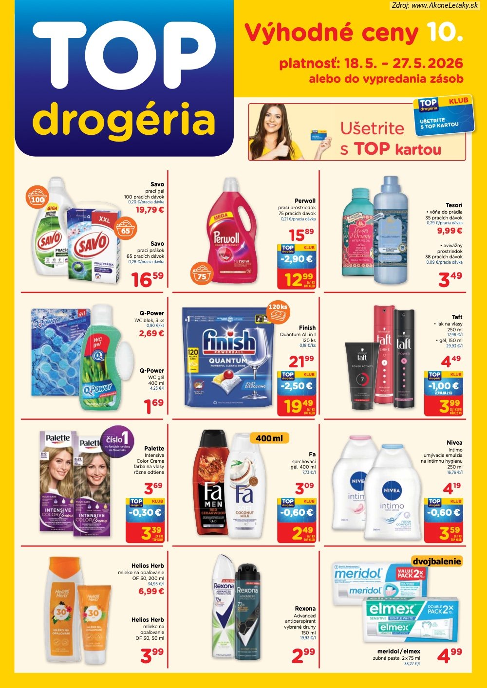 Leták TOP Drogéria (18. 5. - 27. 5. 2026) - strana 1 z 4