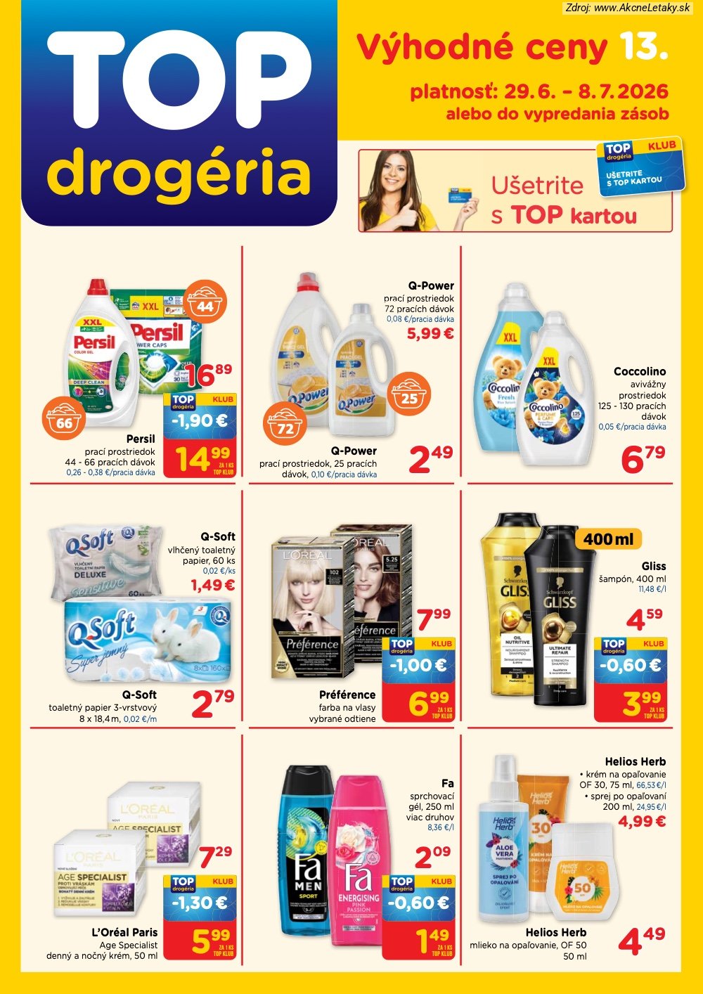 Leták TOP Drogéria (29. 6. - 8. 7. 2026) - strana 1 z 4