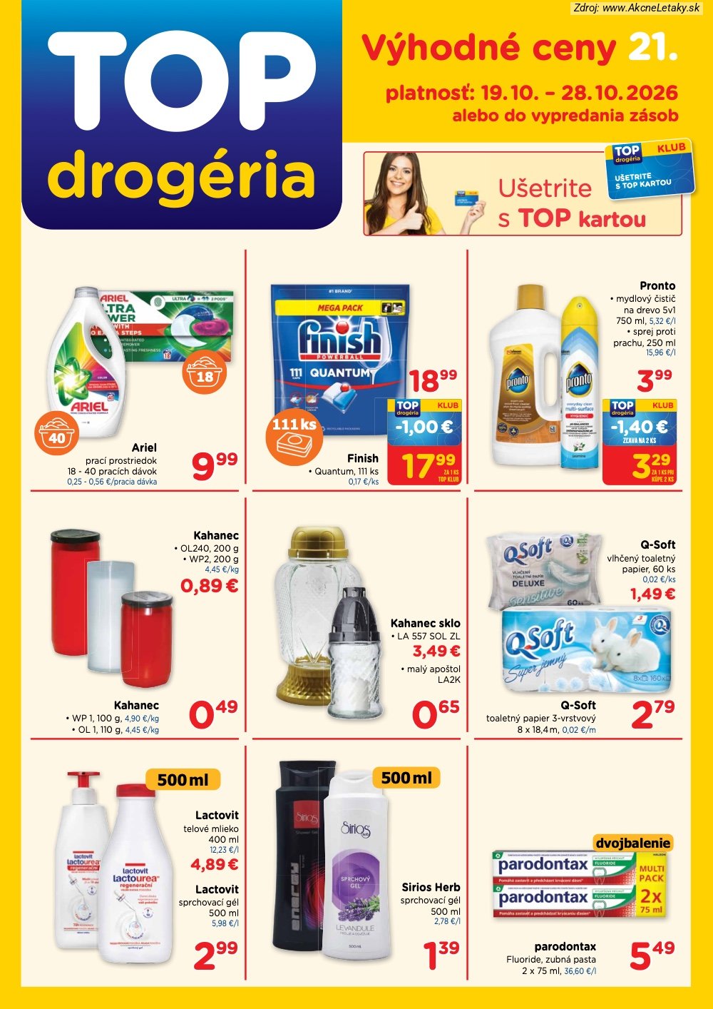 Leták TOP Drogéria (19. 10. - 28. 10. 2026) - strana 1 z 4