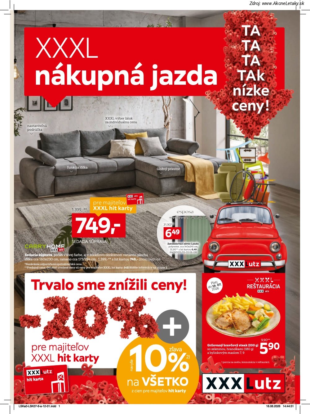 Leták XXXLutz (6. 7. - 19. 7. 2026) - strana 1 z 13